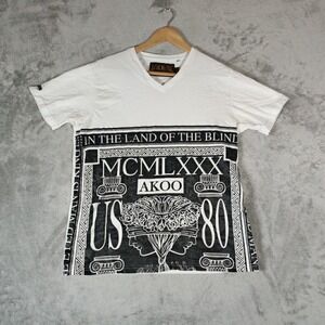 Akoo Shirt Mens Medium White‎ Short Sleeve Pullover Casual Streetwear TI Urban